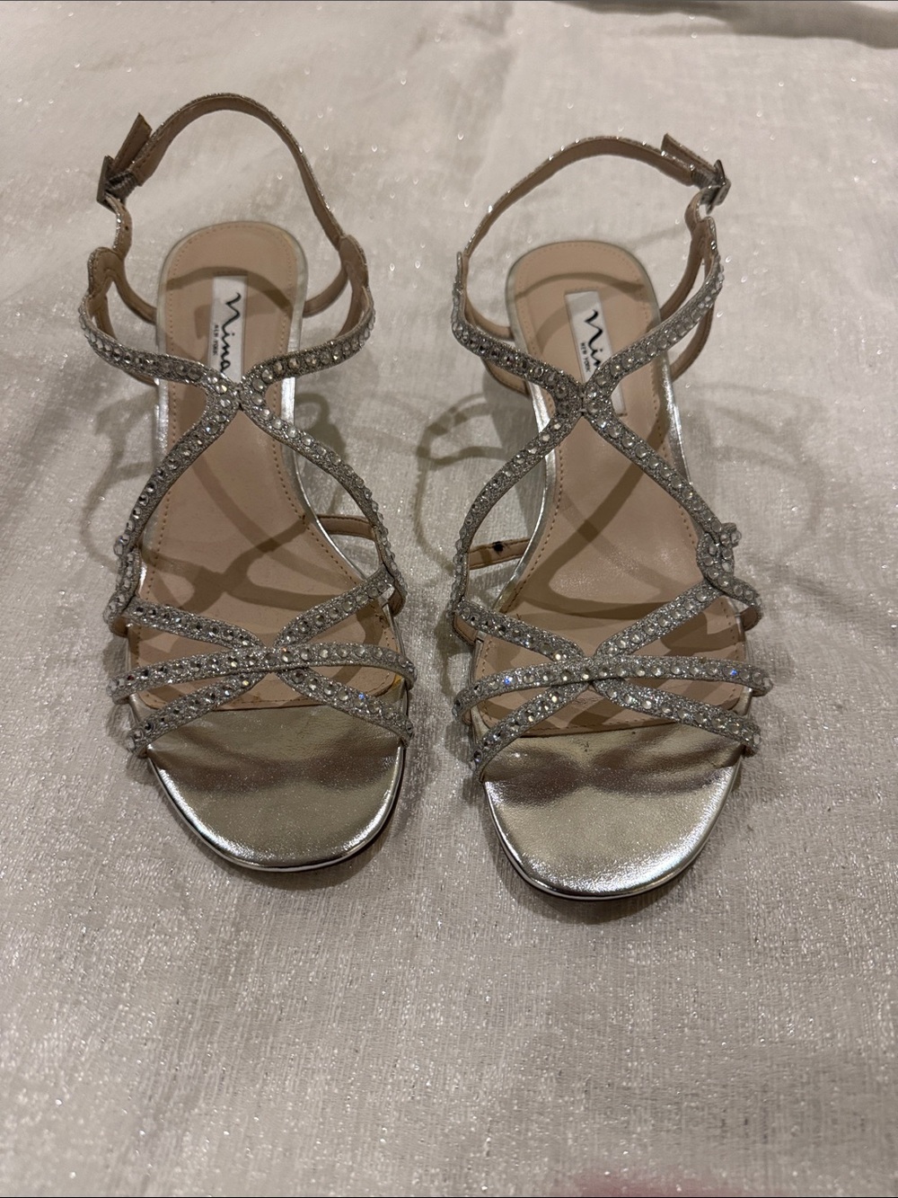 Nina Silver Crystal Strappy Sandals - Nina